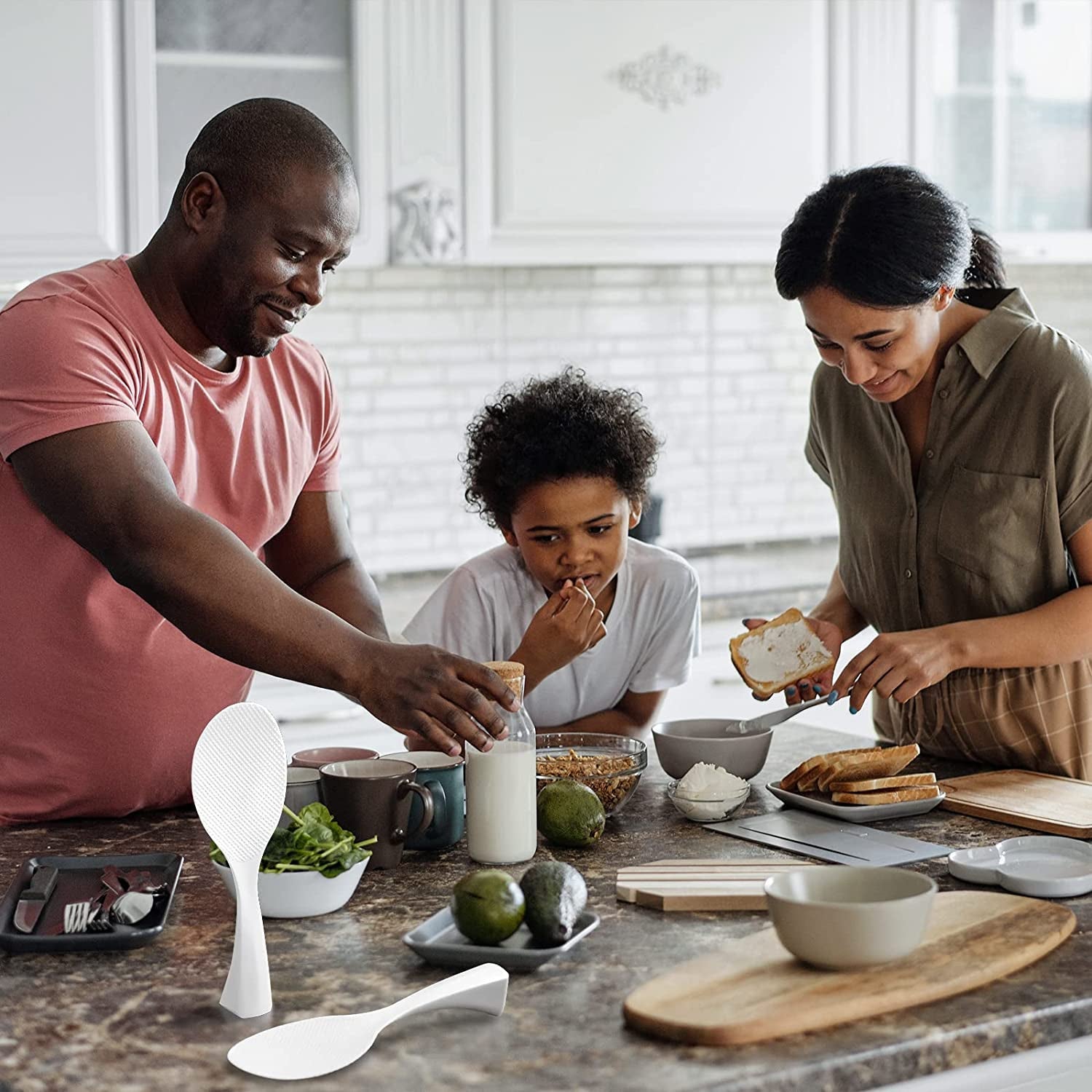 2 Pcs Non‑Stick Plastic Rice Paddle – Standing Rice Spoon Spatula. Heat Resistant. White - Image 6