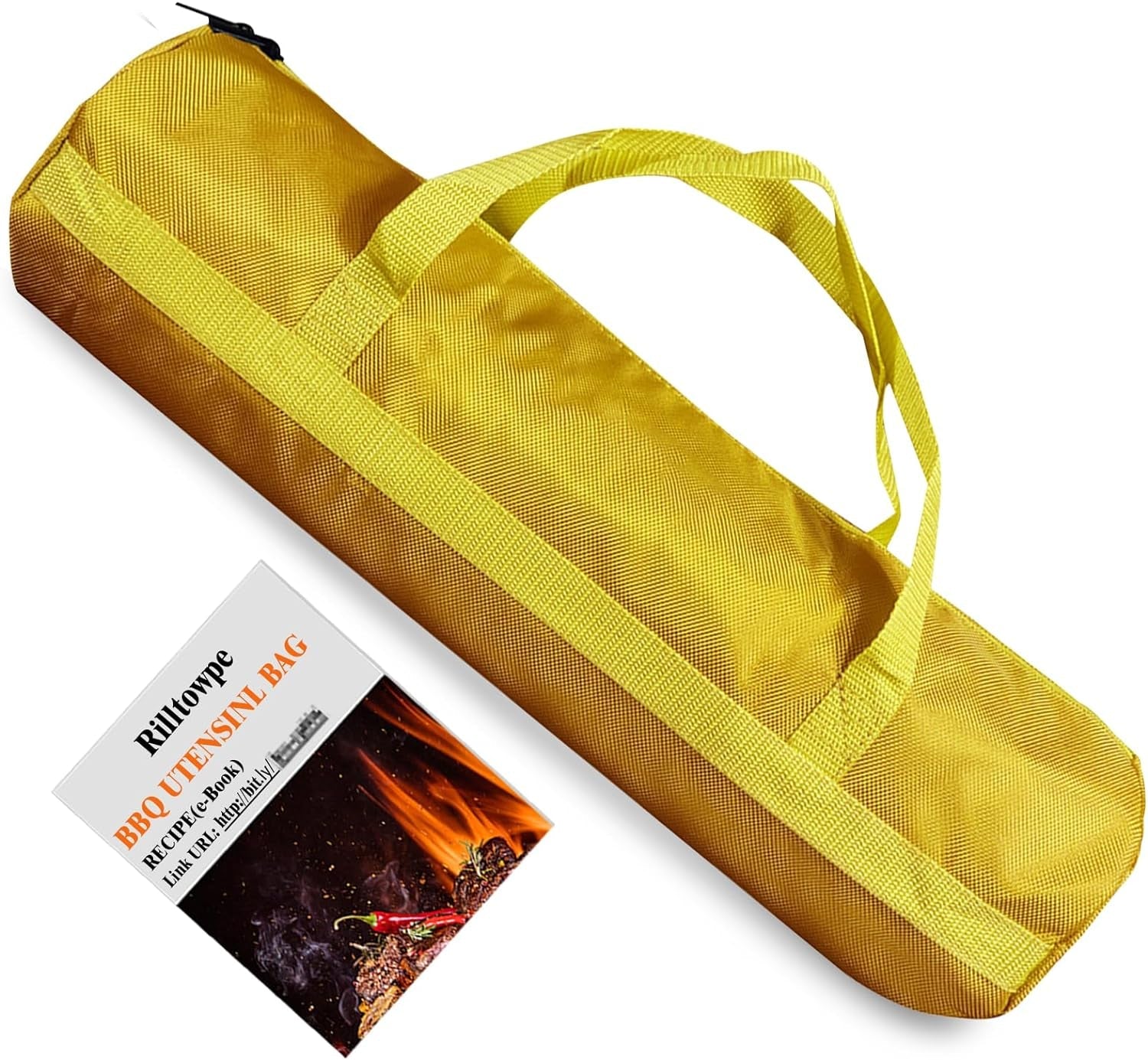 Rilltowpe BBQ Tool Storage Bag .Grill Accessory Storage .Bbq Tool Storage .Thickened Waterproof BBQ Tool Bag (Yellow) .Gifts for Men. Dad. Husband.