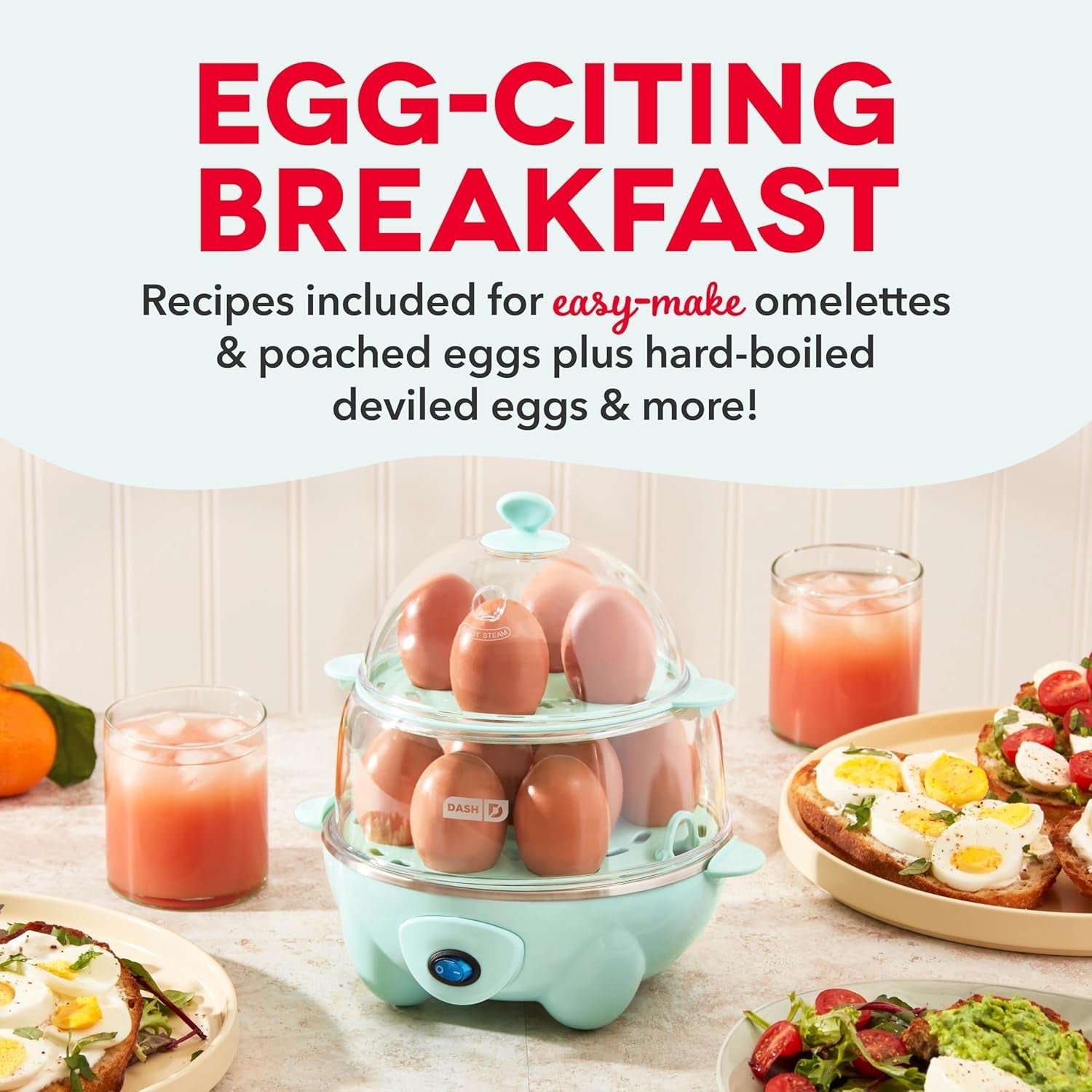 DASH Deluxe Rapid Egg Cooker – 12‑Egg Capacity. Auto Shut‑Off. Hard Boiled. Poached & More (Aqua) - Image 3