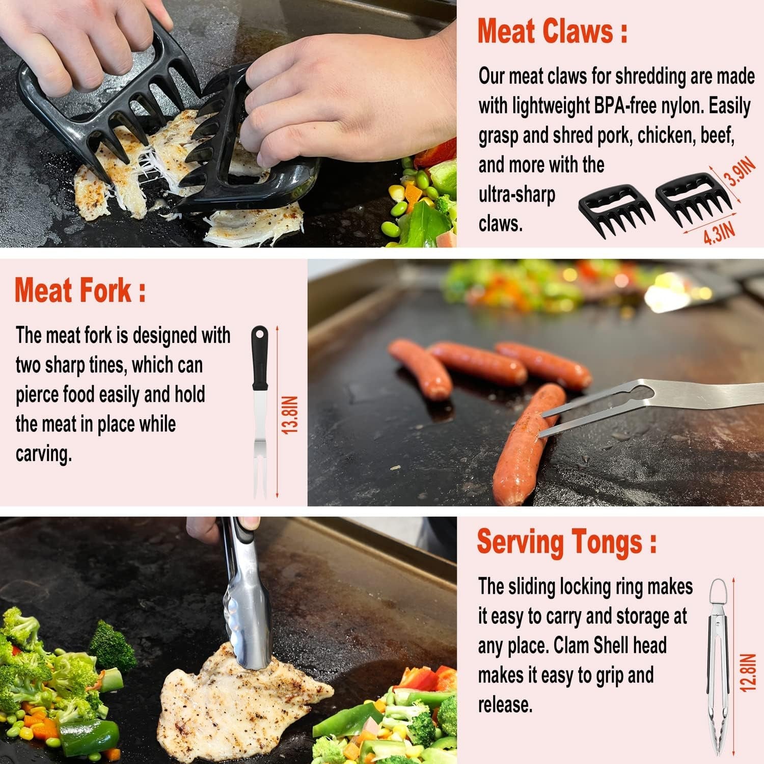 38PC Flat Top Grill Griddle Accessories Set - Must Have for Your Outdoor Griddle with Professional Griddle Spatula. Cleaning Kit. Grill Basting Cover - Ideal Griddle Gift for Men Women - Image 4