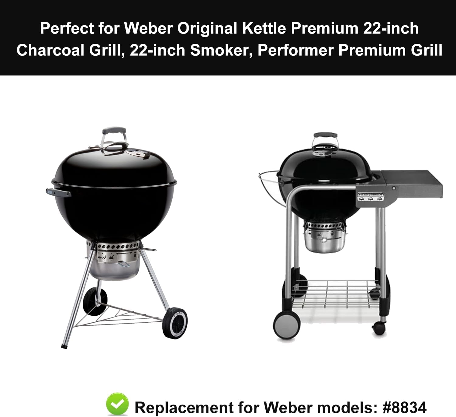 8834 Cast Iron Griddle for Weber Gourmet BBQ System Sear Grate. Griddle for 22-Inch Weber Kettle Premium/Charcoal Grill 22 Smokers. for Kettle Charcoal Grill Grate 22 Inch Diameter 12 - Image 2