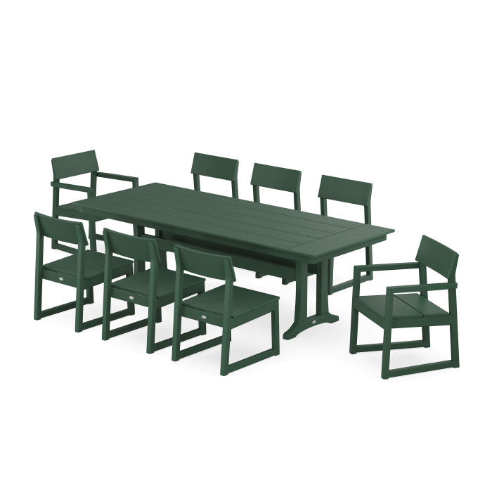 Polywood: EDGE 9-Piece Farmhouse Dining Set with Trestle Legs - Image 4