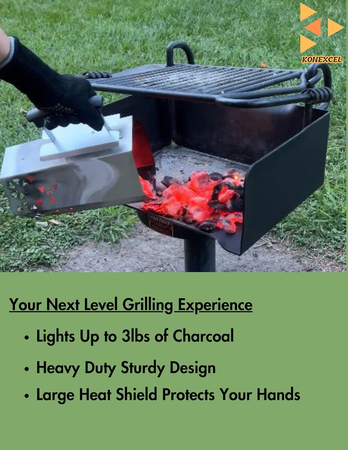 Heavy Duty Charcoal Chimney Starter. XXL Size. BBQ Chimney Starter for Charcoal Grill and Barbecues. Sturdy and Easy to Use BBQ Grill Tool for Rapid Fire Starter. Fire Starter Set (Steel) - Image 5