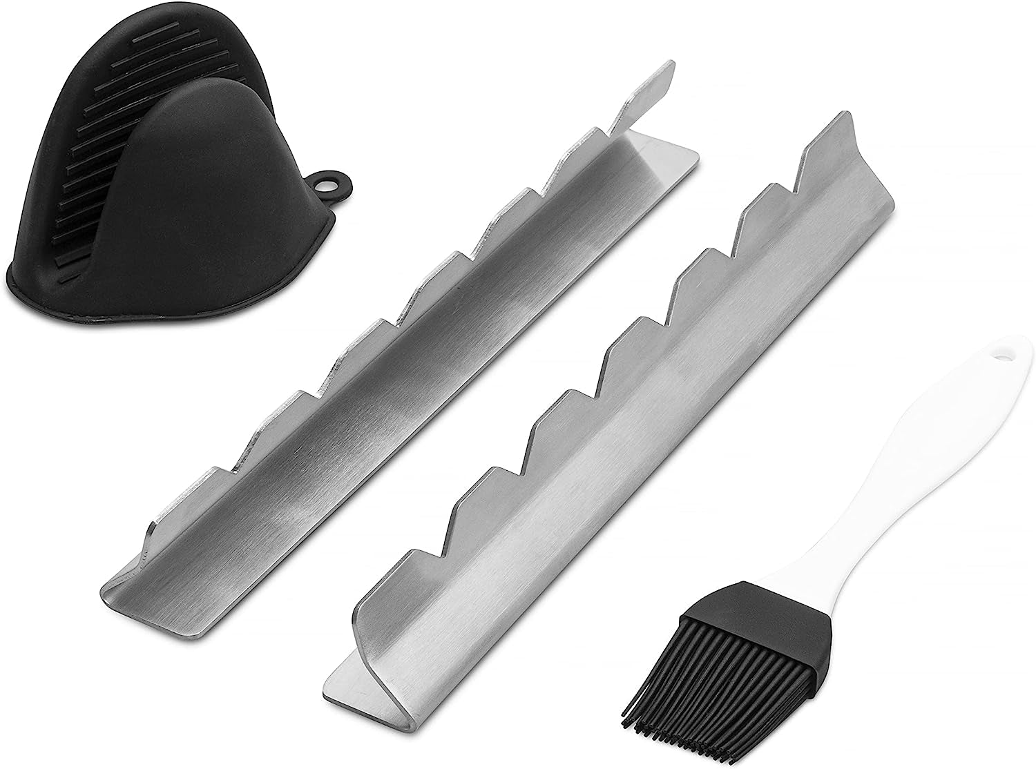 RIMCROW Kabob Rack for Grill. Oven or Smoker; Holds Shish Kebab Skewers for BBQ; Stand Is Compatible with Round. Flat. Metal. or Bamboo Skewer Sticks; Includes Basting Brush and Silicone Mitt - Image 10