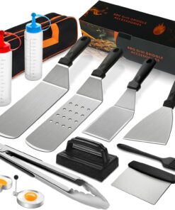 14PCS Griddle Accessories Kit. Flat Top Grill Accessories Set for Blackstone and Camp Chef. Grill Spatula Set with Enlarged Spatulas. Scraper for Outdoor Barbecue