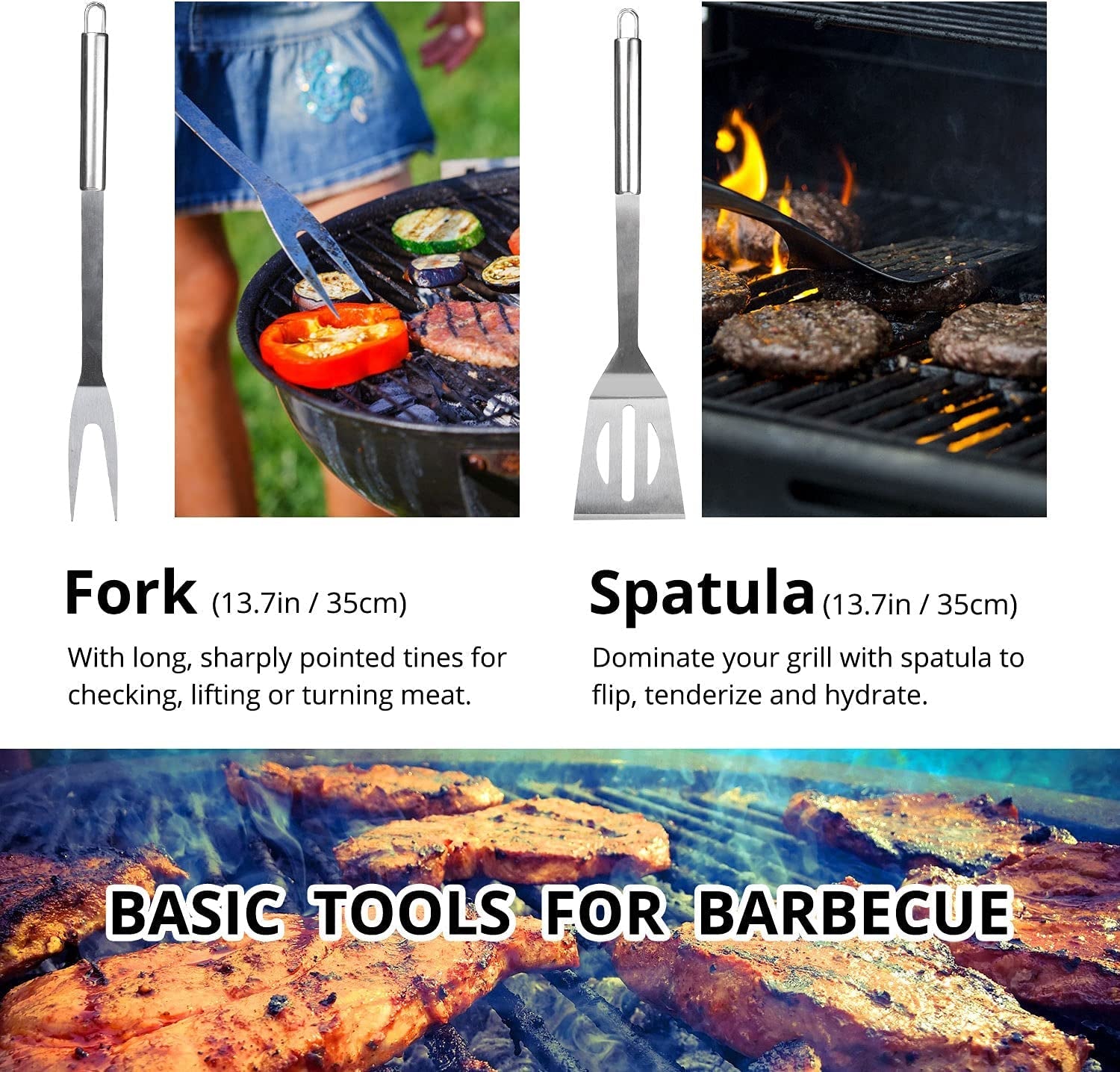 BBQ Utensil Set Stainless Steel Professional Barbecue Accessories Grill Tool with Bag Easy to Carry (9) - Image 2