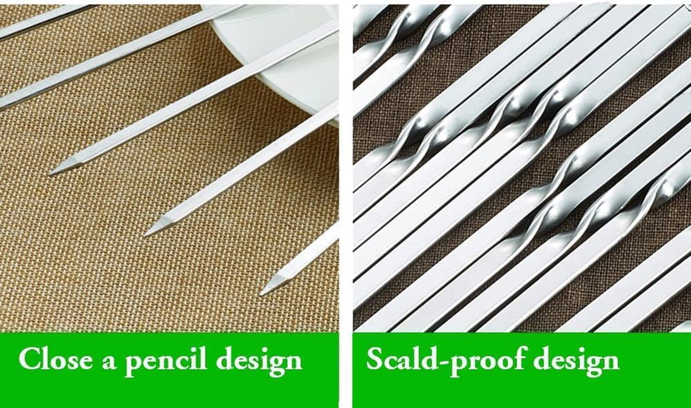 Killer'S Instinct Outdoors Flat Metal Grilling Skewers Wider Thicker Stainless Steel Reusable BBQ Sticks Barbecue Skewers 14''0.16''0.05'' Set of 24 Barbecue Sticks Metal Kebab Skewers for Grilling - Image 4