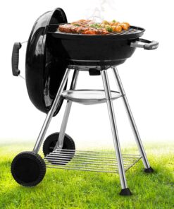 BEAU JARDIN 18 Inch BBQ Charcoal Grill for Outdoor Cooking Portable Smoker Camping Barbecue Coal Kettle Heat Preservation Dual Venting System Heavy Duty with Thickened Wheels for Small Patio Backyard