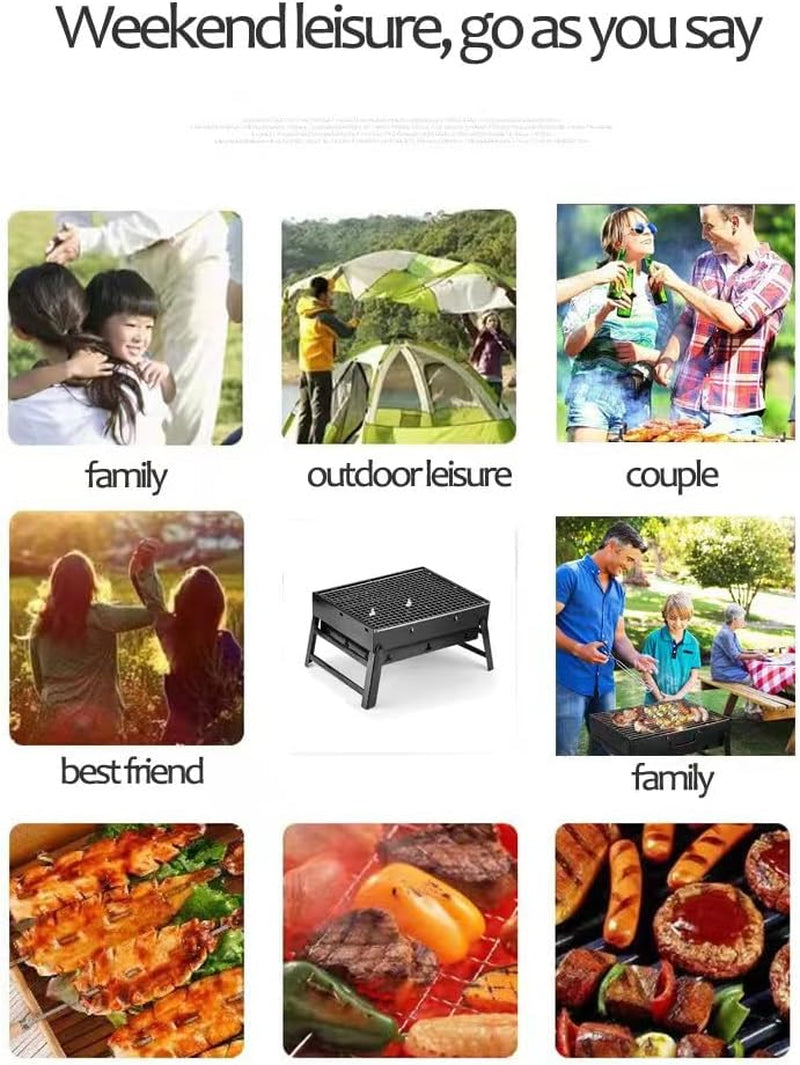 Folding Portable Barbecue Charcoal Grill. Barbecue Desk Tabletop Outdoor Stainless Steel Smoker BBQ for Outdoor Cooking Camping Picnics Beach - Image 7
