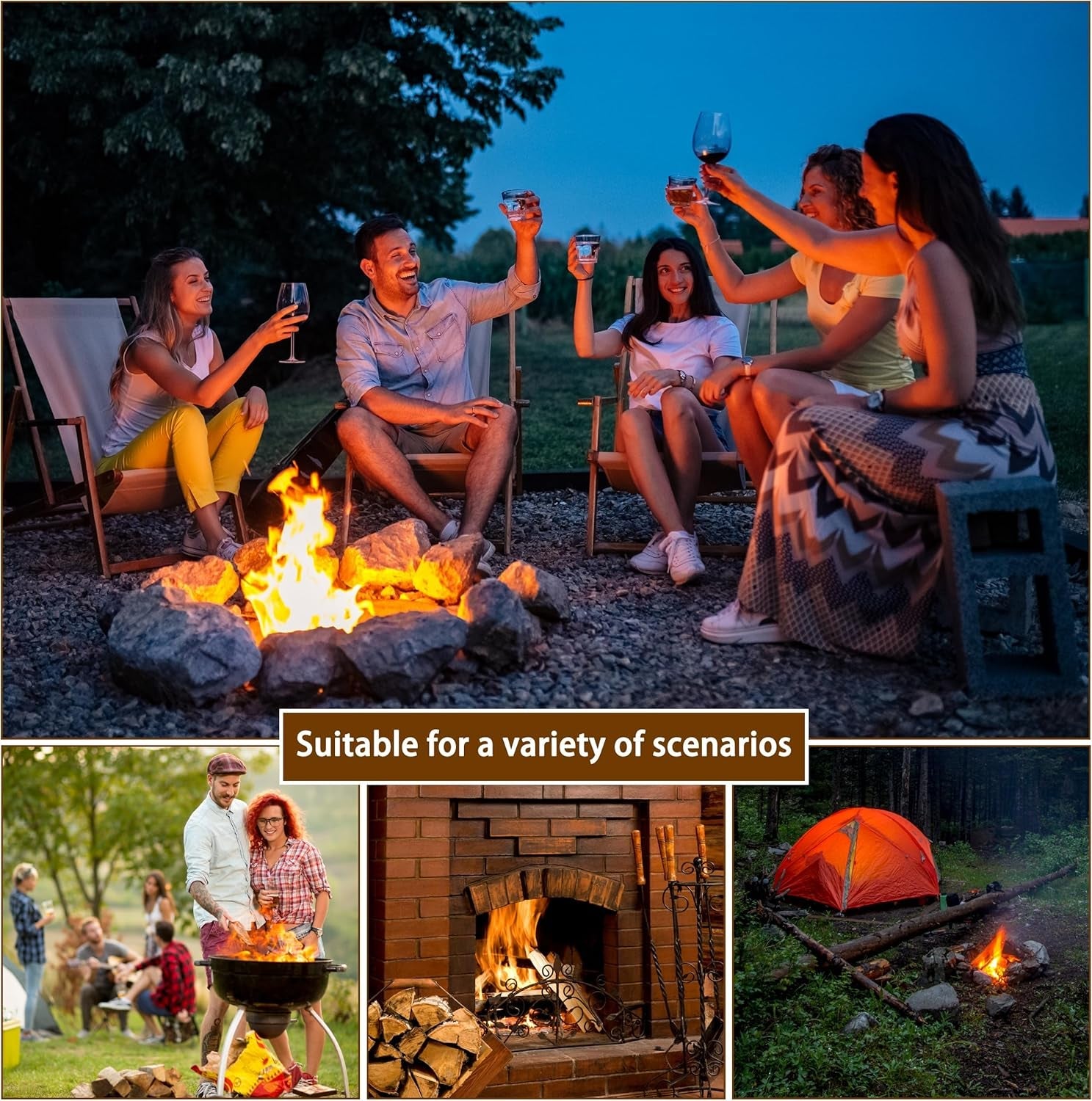 E500 Larger Charcoal Chimney Starter with 60Pcs Charcoal Starter. Coal Chimney Starter for Grill. BBQ Fire Starter Kit - Image 5