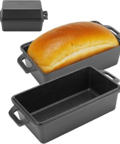 9×5 Inch Cast Iron Loaf Pan with Lid | Bread Baking Pans | Even Heat Distribution for Homemade Bread. Cake. Meatloaf. 2 Piece Set