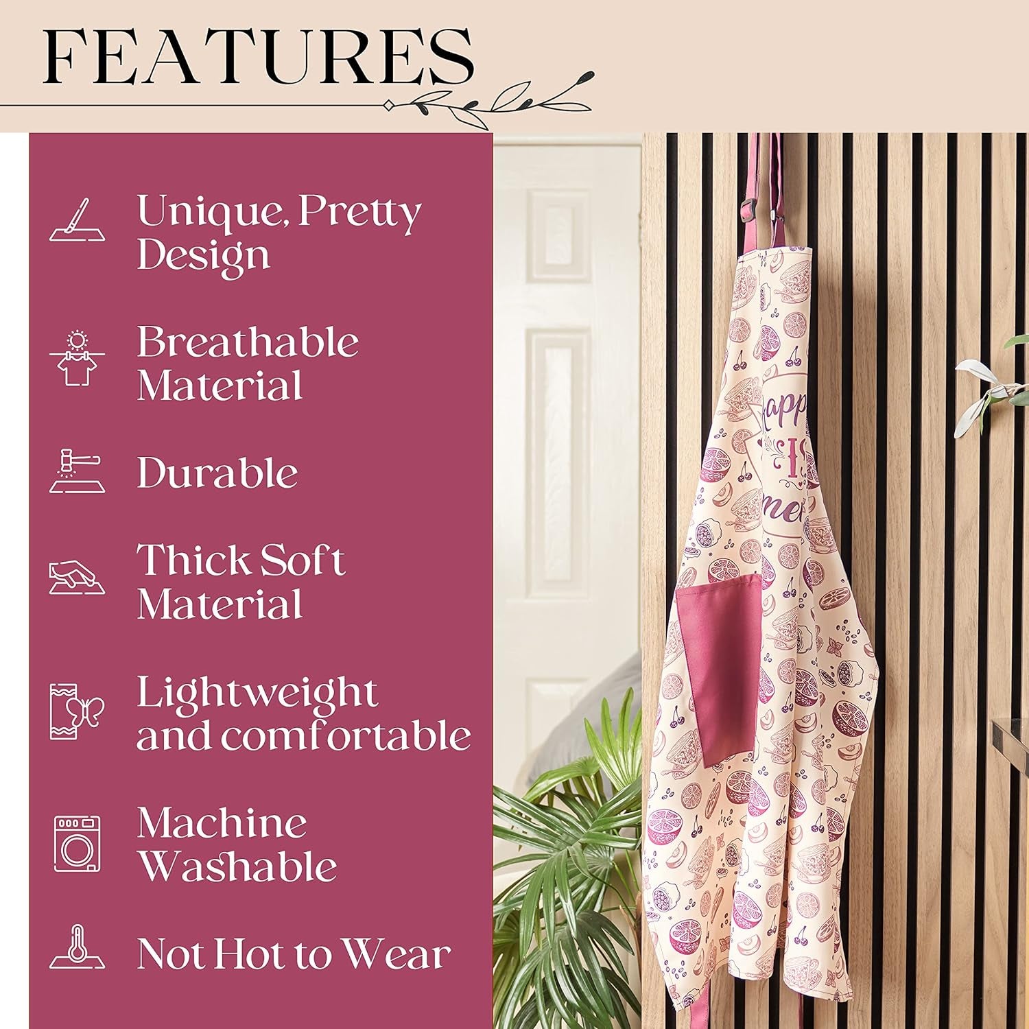 Waterproof Apron for Women with Large Pocket for Cooking & Baking - Oil and Stain Repellent - Image 7