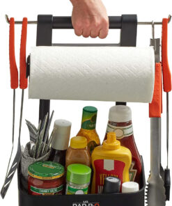 Adjustable Grilling Caddy | Store All Your Grilling Accessories in One Place | Roller Towel Holder | Reduce Mess While Grilling
