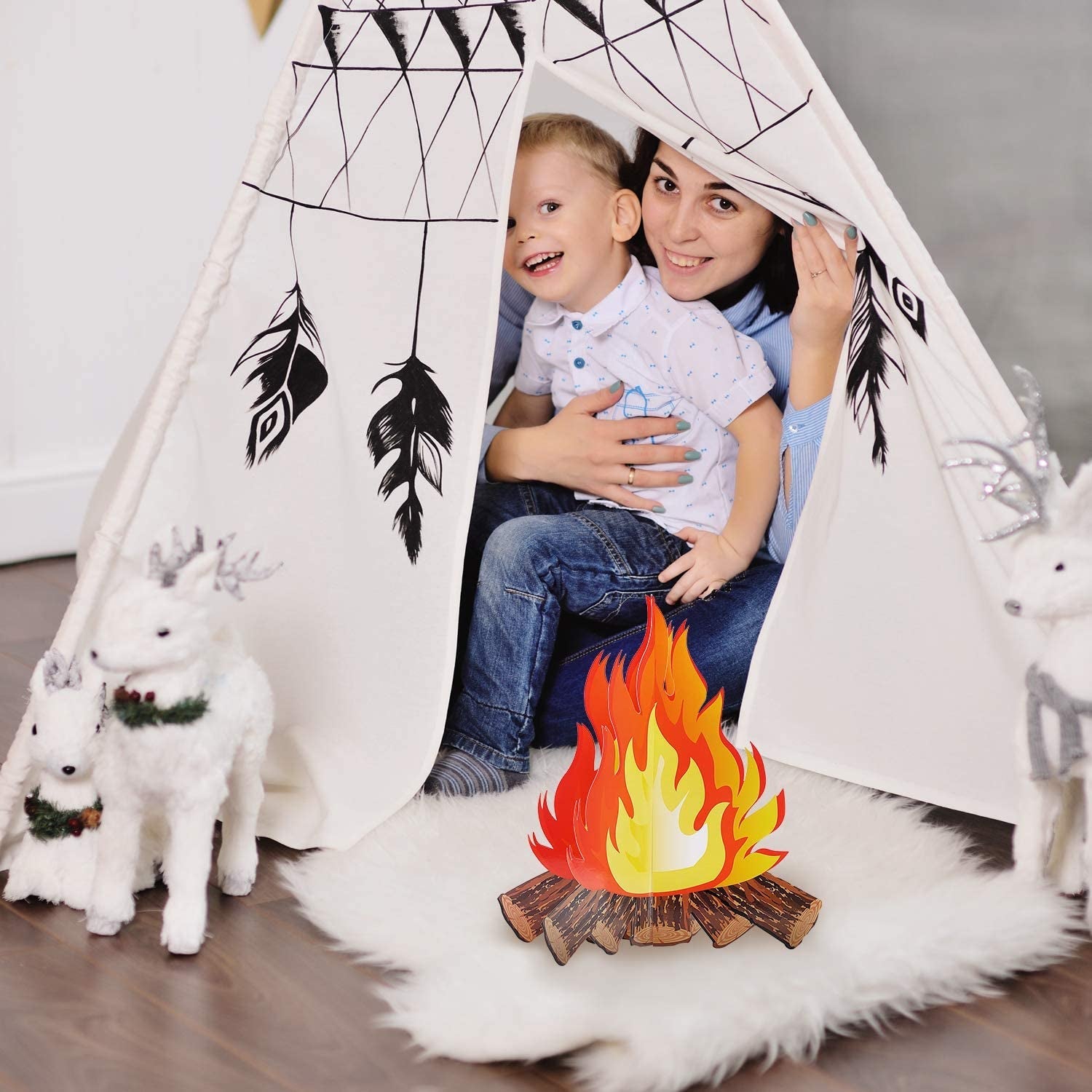 12 Inch Tall Artificial Fire Fake Flame Paper 3D Decorative Cardboard Campfire Centerpiece Flame Torch for Campfire Party Decorations (2) - Image 7