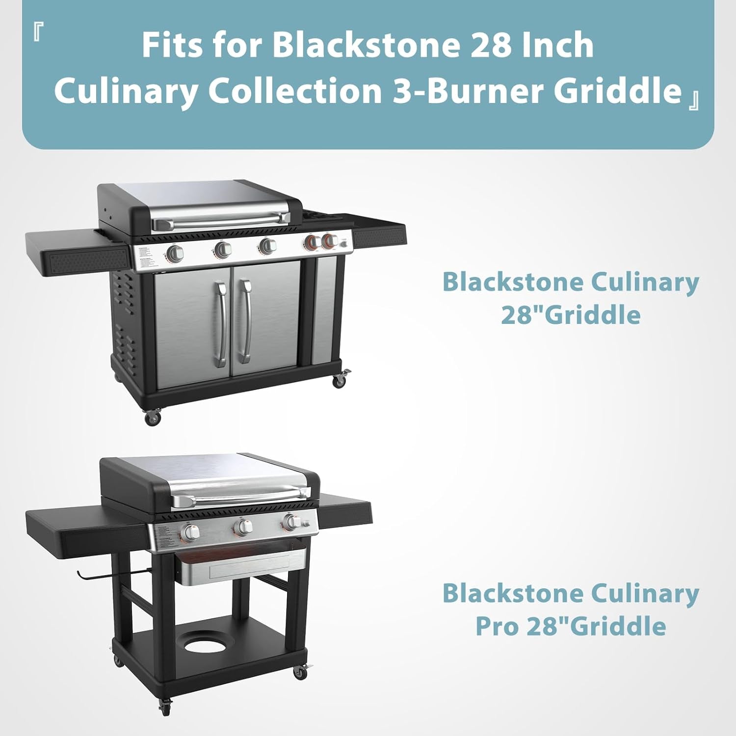 Griddle Cover for Blackstone 28 Inch Culinary Series. Heavy Duty Waterproof 5472 Flat Top Gas Grill Cover with Large Air Vent. Click-Close Straps. Handle and Zipper. Black - Image 2