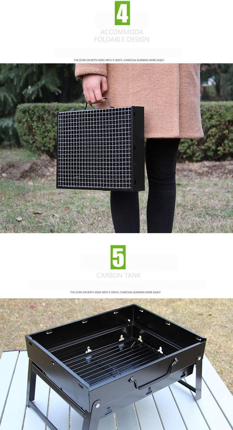 Yahpetes Portable Charcoal Grill 13.78 Folding BBQ Barbecue Folding Barbecue Rack Wire Meshes Portable Household Charcoal Grills for Outdoor Grilling - Image 8