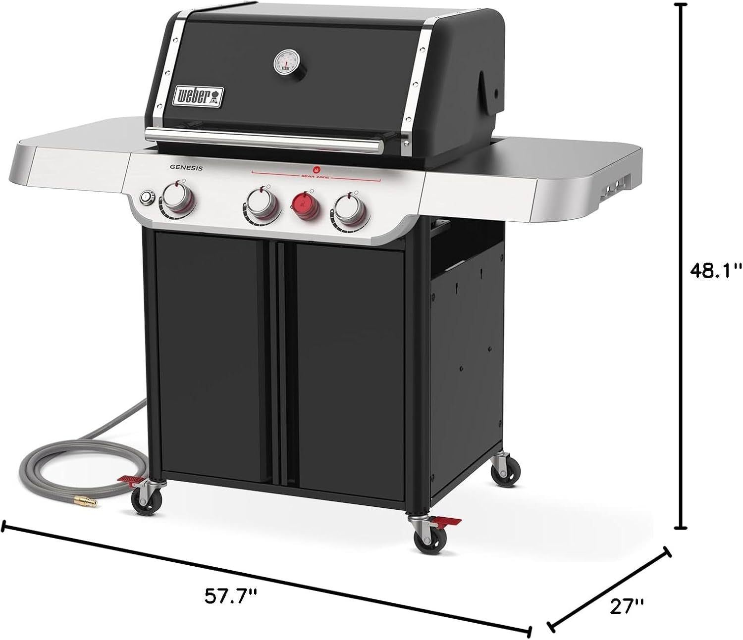 Weber Genesis E-325 Natural Gas Grill for Outdoor Cooking. 3 Burners. Black - Image 9
