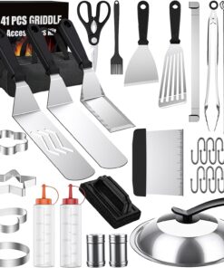 Blackstone Griddle Accessories Kit.41Pcs Flat Top Grill Accessories Set for Blackstone and Camp Chef.Professional Stainless Steel Griddle Grill Tools Set for Outdoor BBQ Teppanyaki Camping