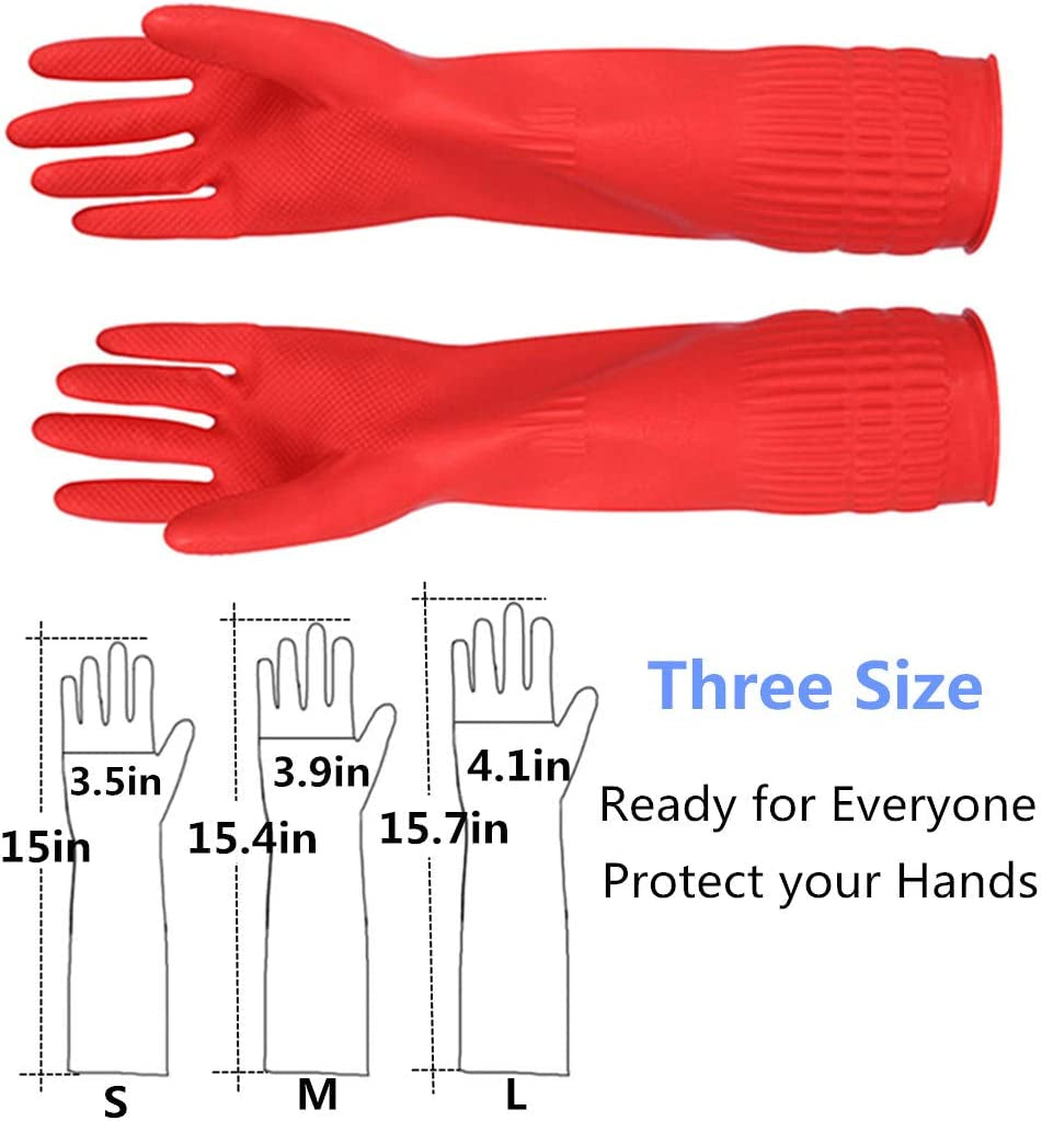 Rubber Cleaning Gloves Kitchen Dishwashing Glove 3-Pairs.Waterproof Reuseable.(Small) - Image 2