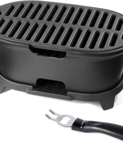 Mini Cast Iron Hibachi Grill. Tabletop Small Portable Charcoal Grill for Outdoor Camping. Japanese BBQ Grill Grate Surface 11 X 6.7