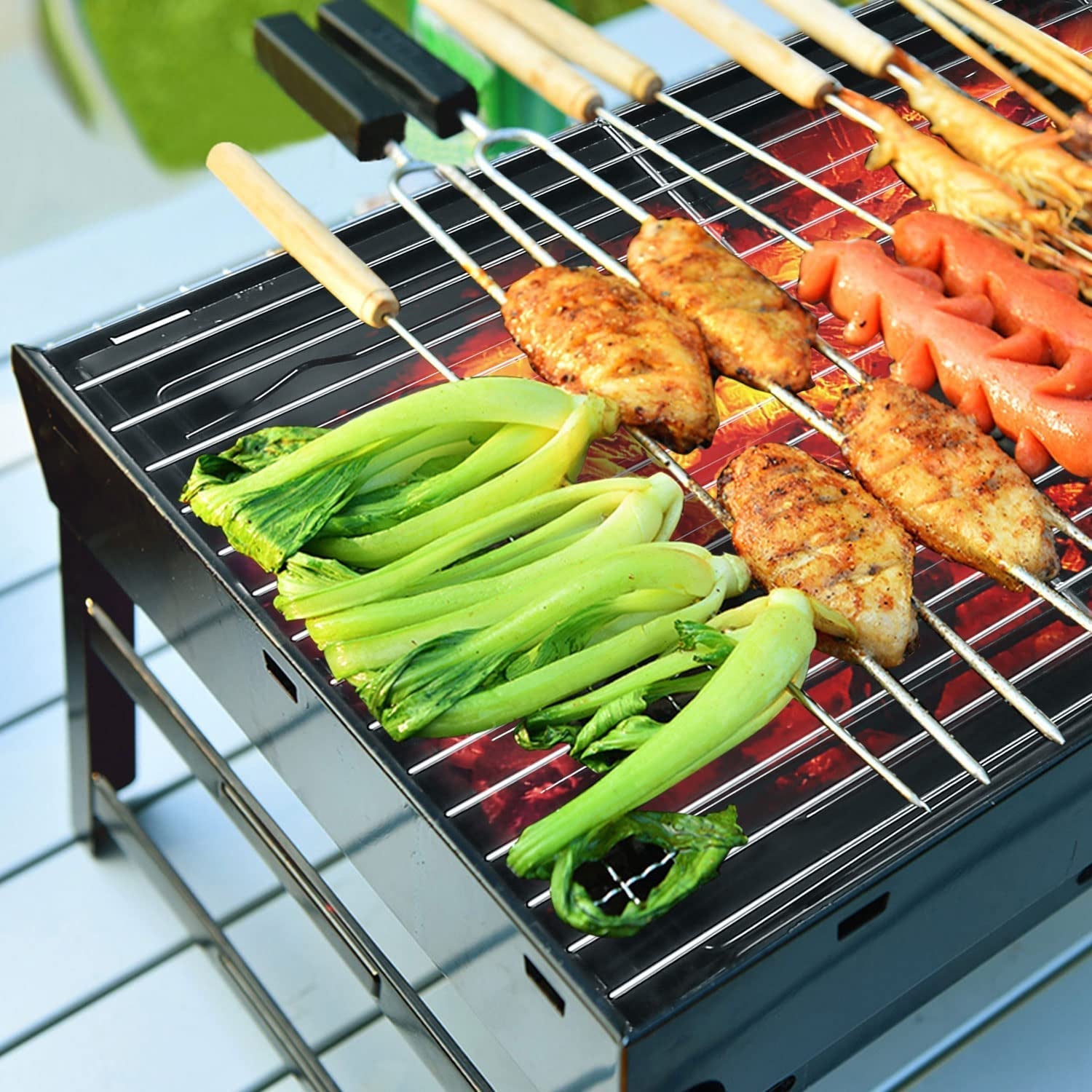 Barbecue Grill Portable BBQ Charcoal Grill Smoker Grill for Outdoor Cooking Camping Hiking Picnics Backpacking - Image 7