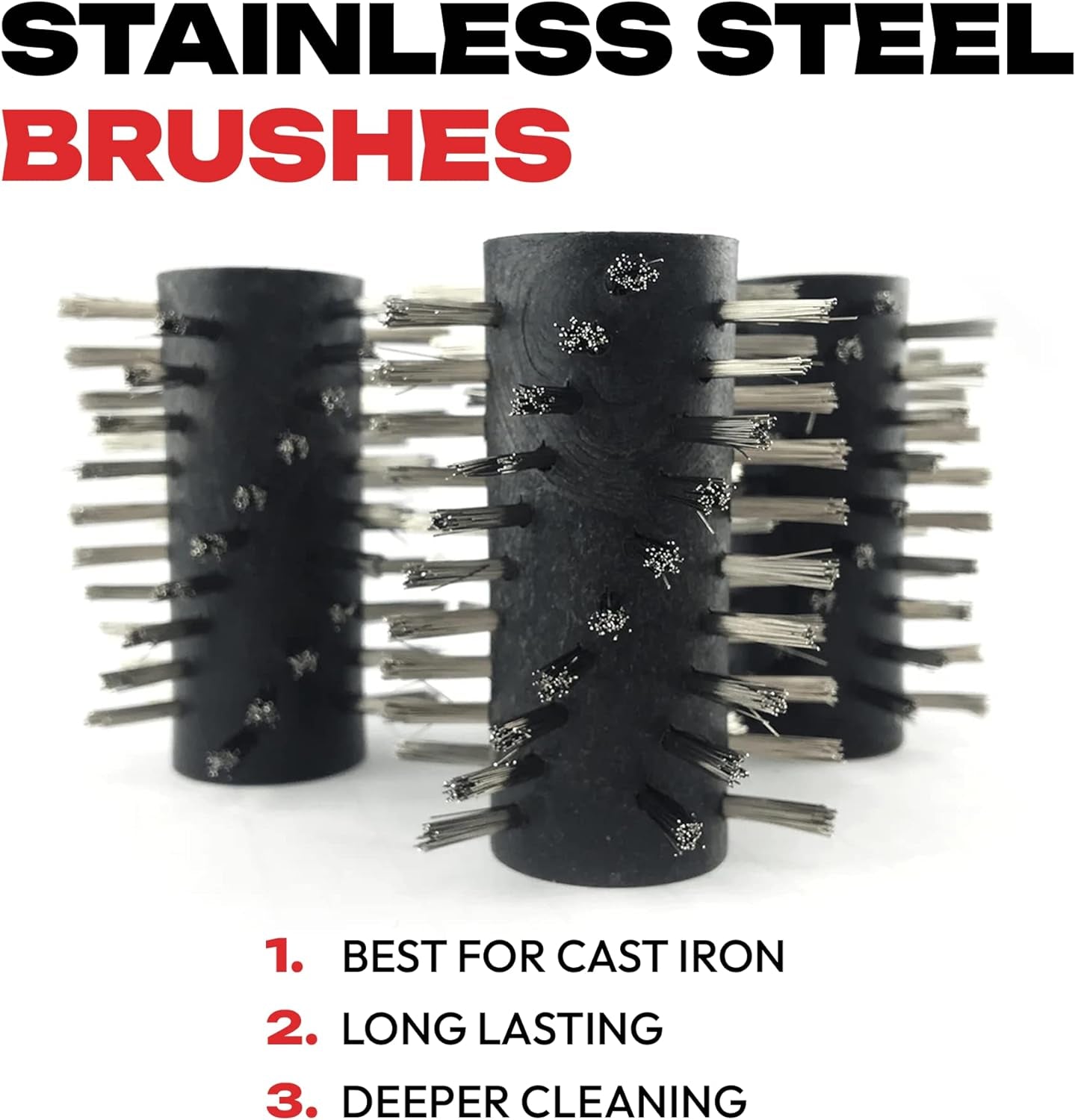 Automatic BBQ Grill Cleaning Robot Replacement Brush - Grill Cleaner Parts. Grilling Accessories. Wire Brush Tool. Metal Brush - Set of 3 Each Stainless Steel. Nylon and Brass Variety Pack - Image 8