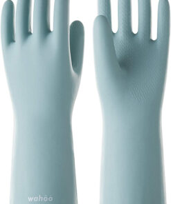 LANON Wahoo Skin-Friendly Dishwashing Cleaning Gloves. Reusable Unlined Kitchen Gloves. Non-Slip. Surf Spray. Small
