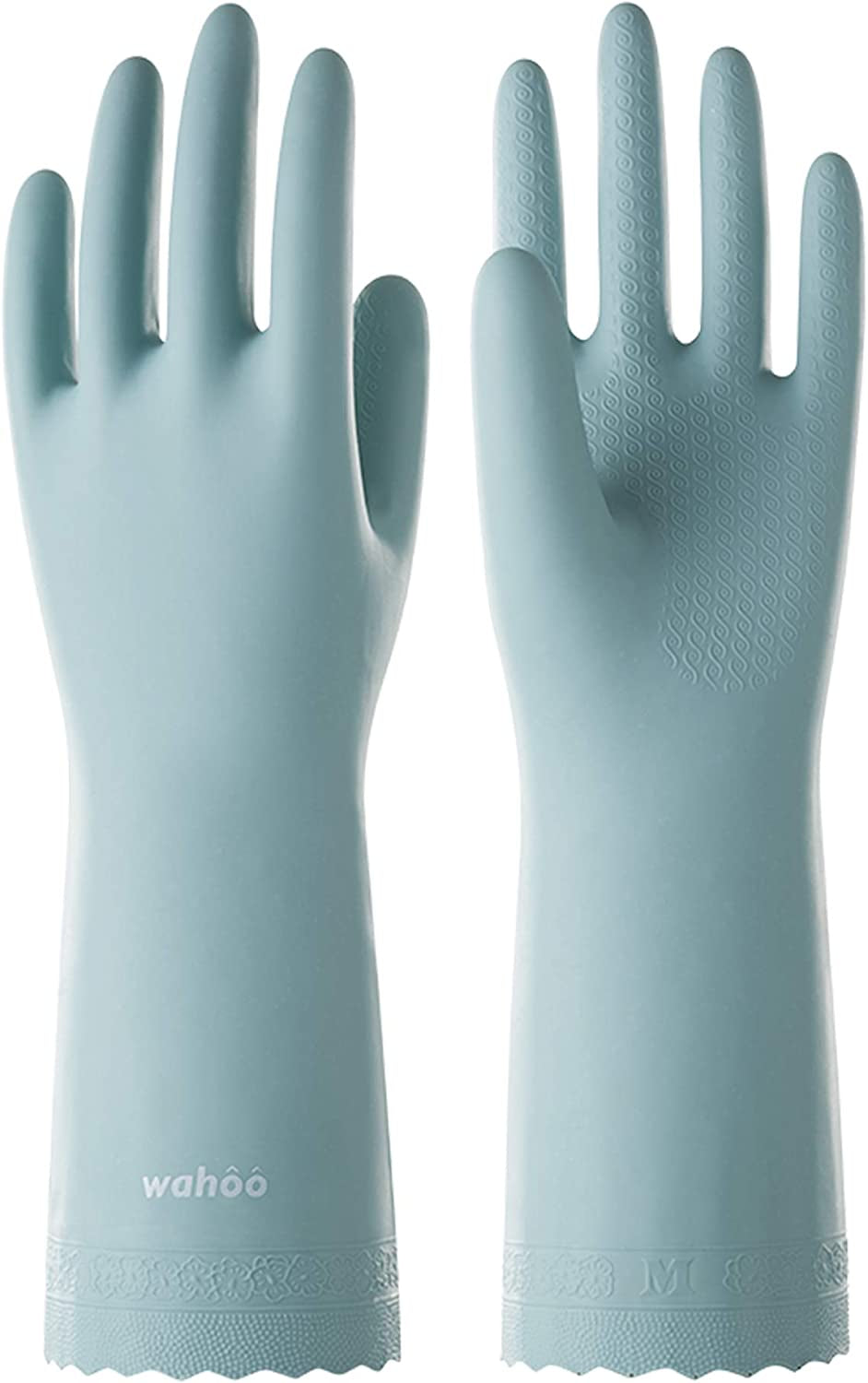 LANON Wahoo Skin-Friendly Dishwashing Cleaning Gloves. Reusable Unlined Kitchen Gloves. Non-Slip. Surf Spray. Small