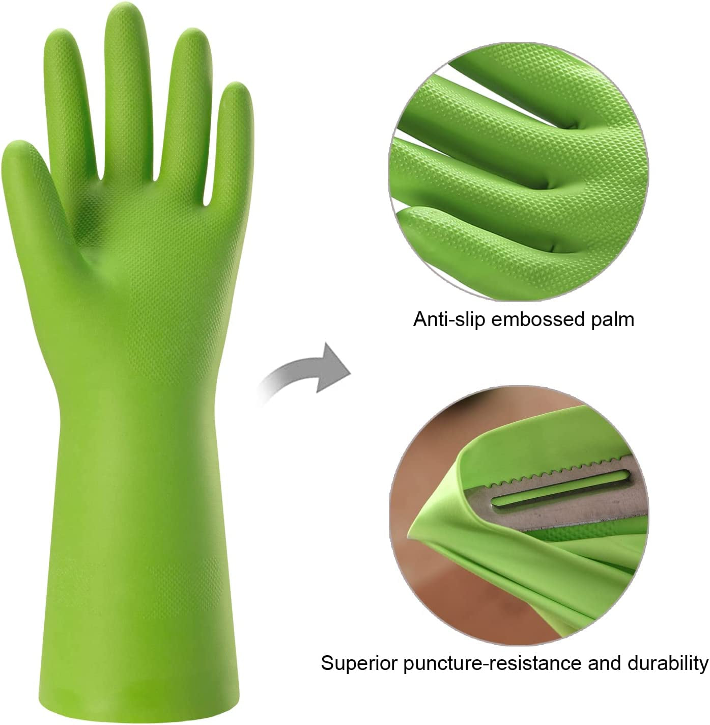 3 Pairs Rubber Cleaning Gloves for Household - Reusable Dishwashing Gloves for Kitchen. Flexible Durable & Waterproof (Medium. Green+Red+Orange) - Image 5