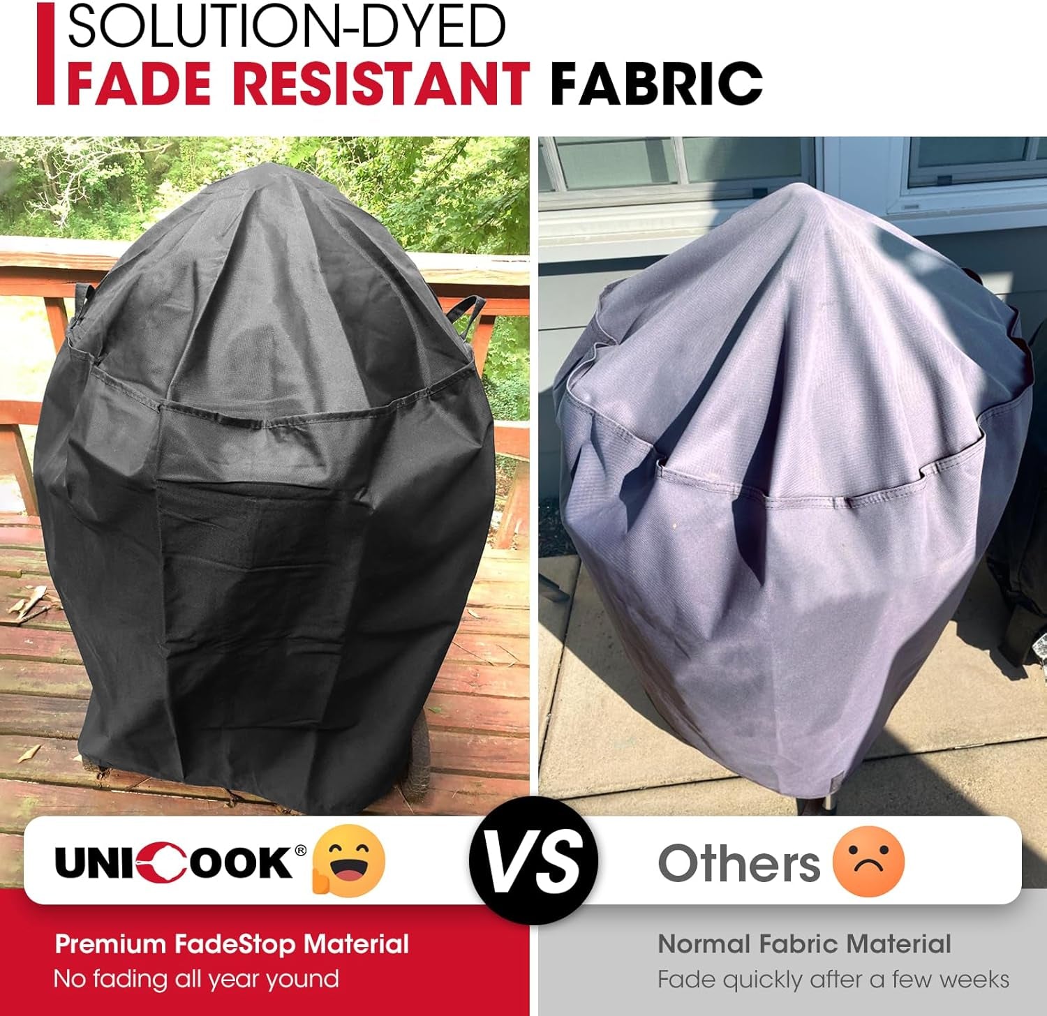 Unicook round Smoker Cover 30 Inch. Heavy Duty Waterproof Charcoal Kettle BBQ Grill Cover. Fade Resistant Barrel Protector. Fits Weber Char-Griller Akorn Kamado and More. 30 Dia X 36 H - Image 4