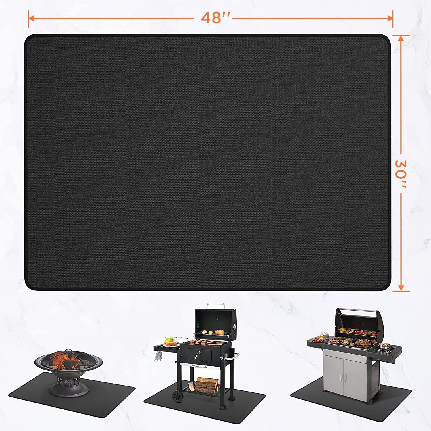 48 * 30 under Grill Mats for Outdoor Grill Deck Protector. Double-Sided Fireproof Deck and Patio Protective Mat. BBQ Mat for under BBQ. Oil-Proof Mat for Gas Grills. Waterproof Grill Floor Pads - Image 2