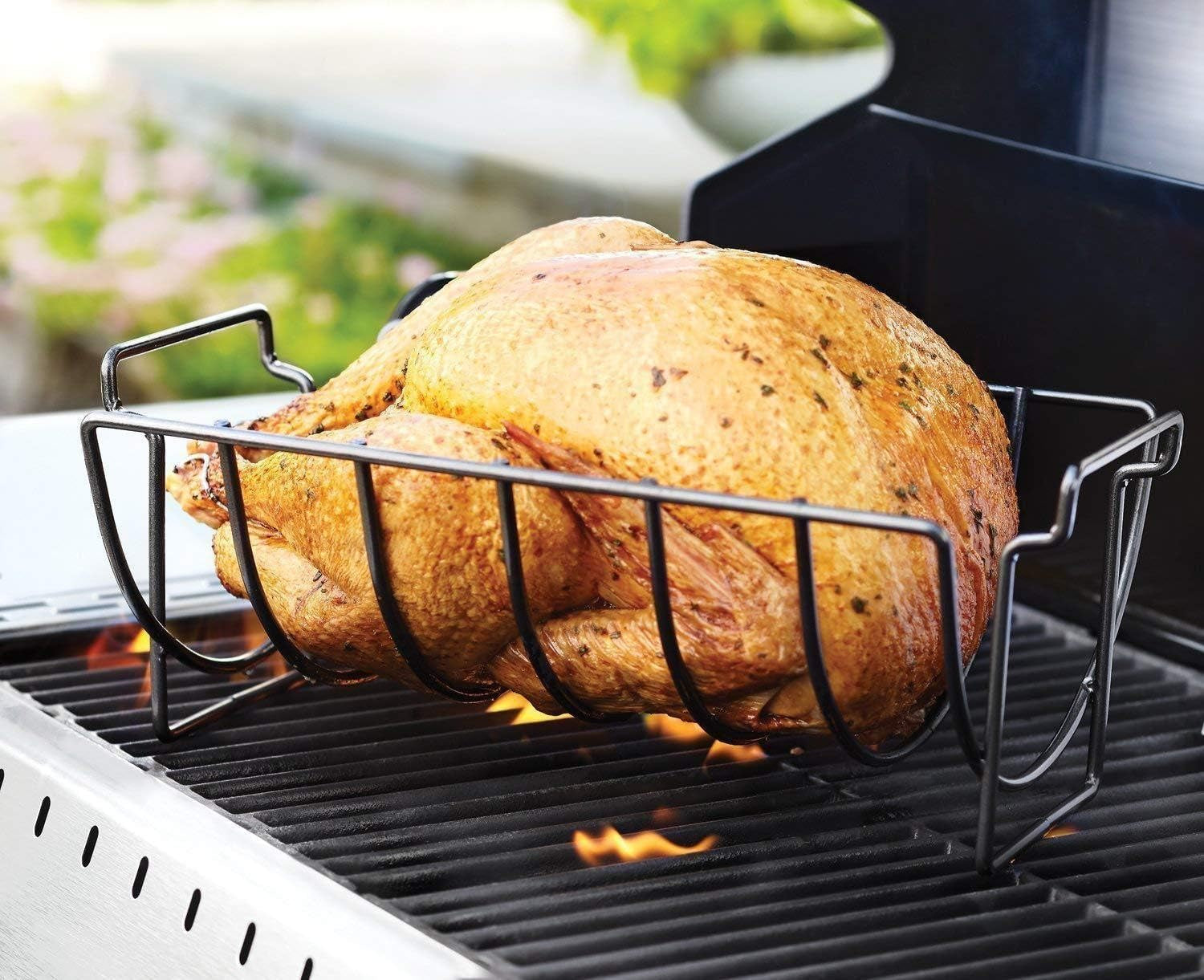 KUNANG BBQ Rib Racks for Smoking.Turkey Roasting Rack Roast Rack Dual Purpose Fit for Smoker.Oven and Grill - Image 3
