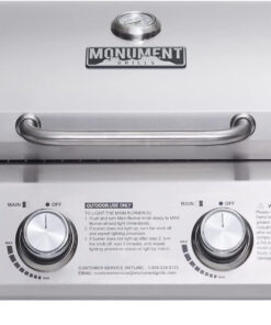 Tabletop Propane Gas Grill for Outdoor Portable Camping Cooking with Travel Locks. Stainless Steel High Lid. and Built in Thermometer