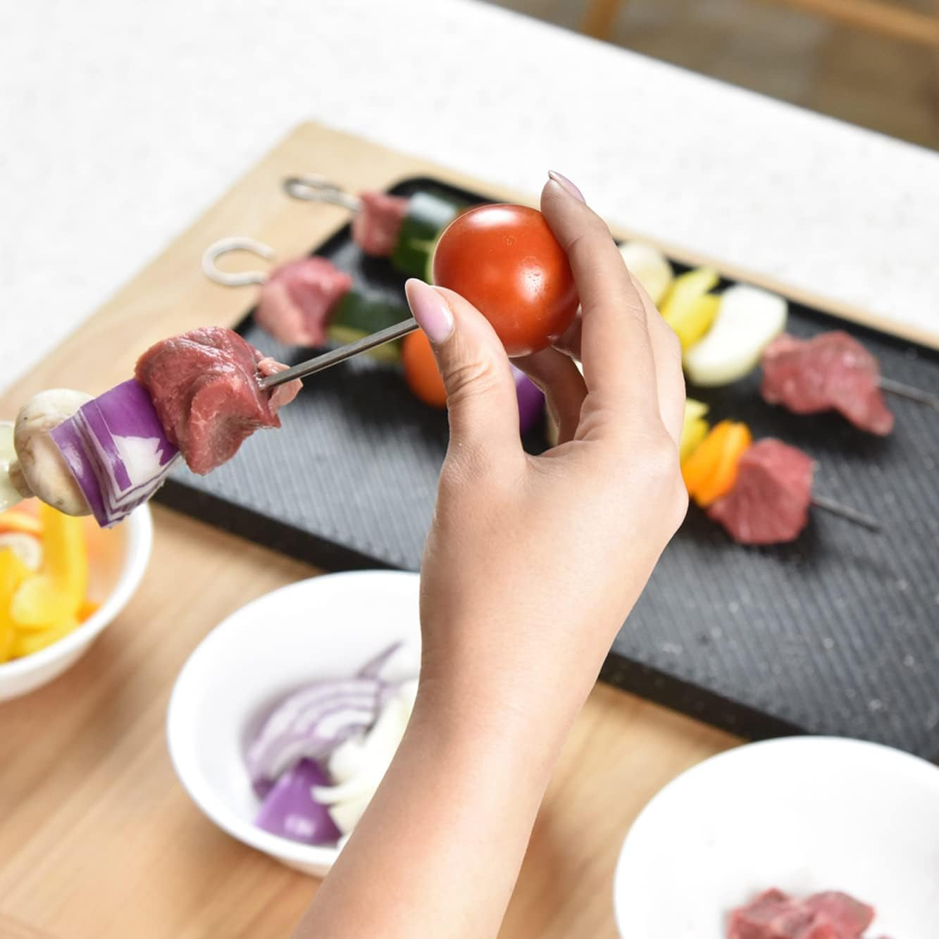 Flat Stainless Steel Kabob Skewers 12 Pack (17 Inch) - Image 9