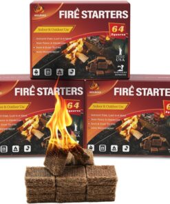 Nvkrvks Fire Starter Squares 192. Natural & Odourless Firestarters Cubes for Campfire. Fireplace. Chimney and Barbecue. Water Resistant. Easy to Ignite. Safe Camping Accessories