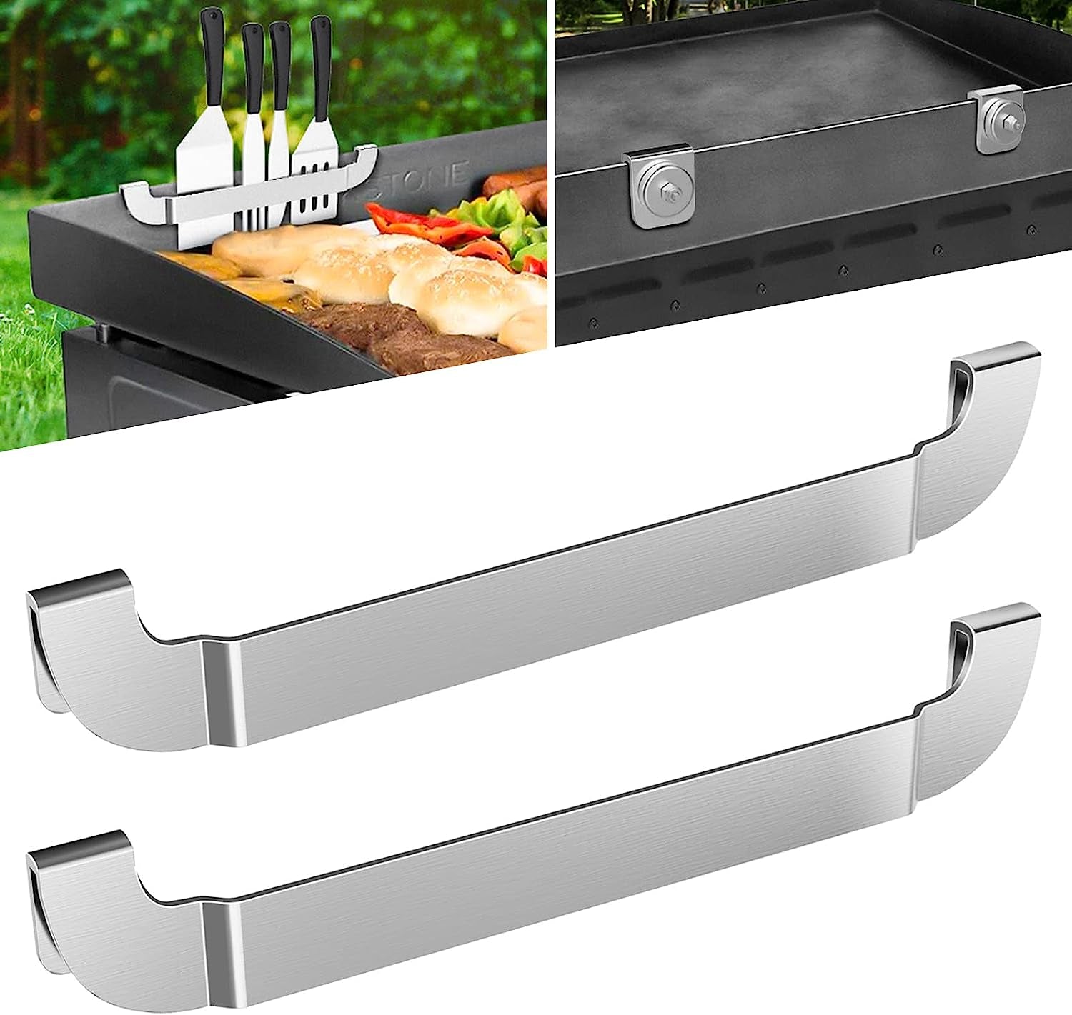 10 Inch Griddle Spatula Holder Magnetic Design. Stainless Steel Grill Barbecue Tool Rack. Griddle Accessories for Blackstone Flat Top Griddle and Other Grill Griddles (2 Pcs)