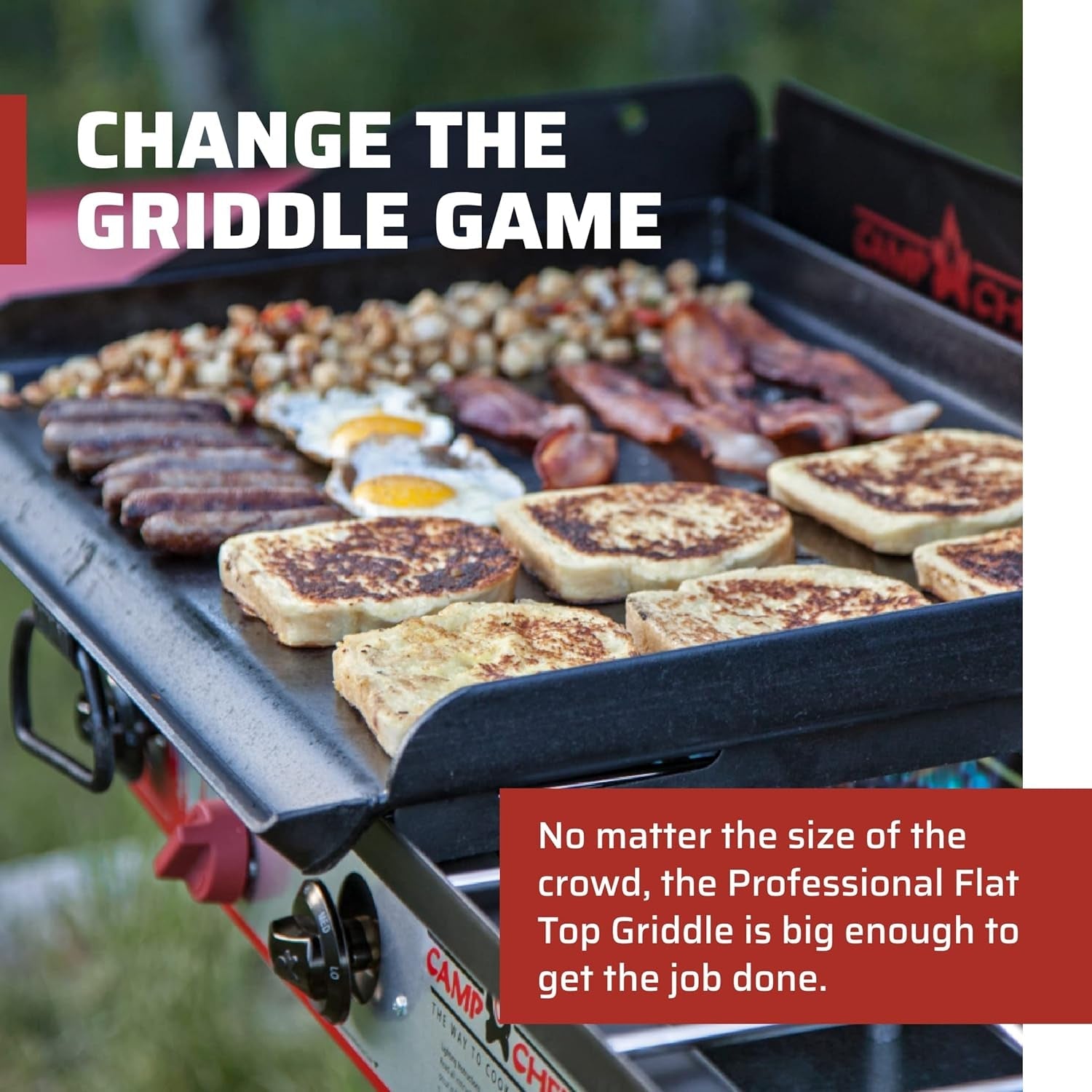 Camp Chef 3-Burner Griddle - Professional Flat Top Griddle for Camp Chef Cooking Systems - Outdoor Cooking Equipment - Fits 16 Cooking Systems - Image 3