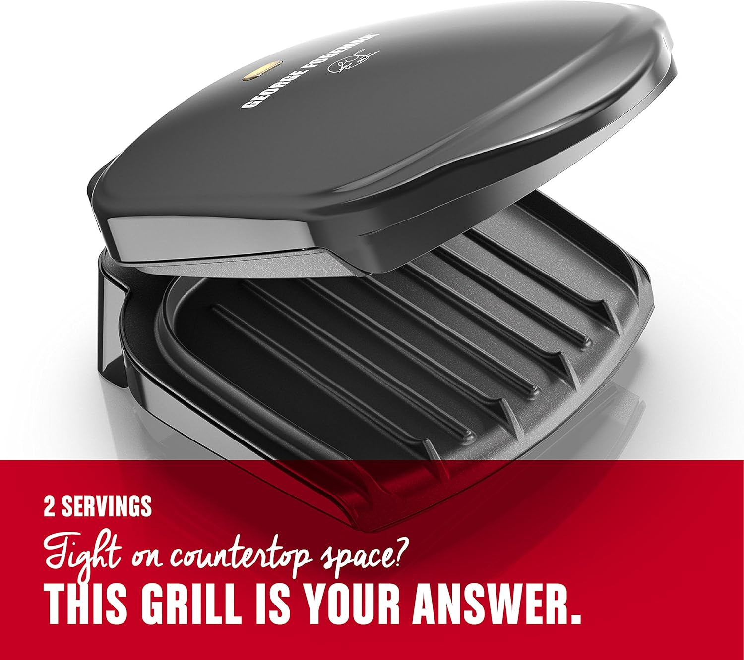 George Foreman 2-Serving Classic Plate Electric Indoor Grill and Panini Press. Black. Small Compact Size. GR10B - Image 3