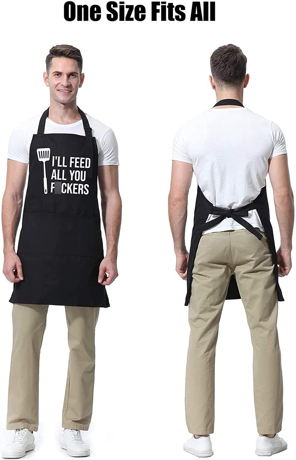 Miracu Funny Cooking Aprons for Men Women. Funny Dad Gifts for Mens Father. Mom - Fathers Day Presents. Birthday Gifts for Dad Step Brother Boyfriend Husband. Cool BBQ Grilling Kitchen Chef Apron - Image 5