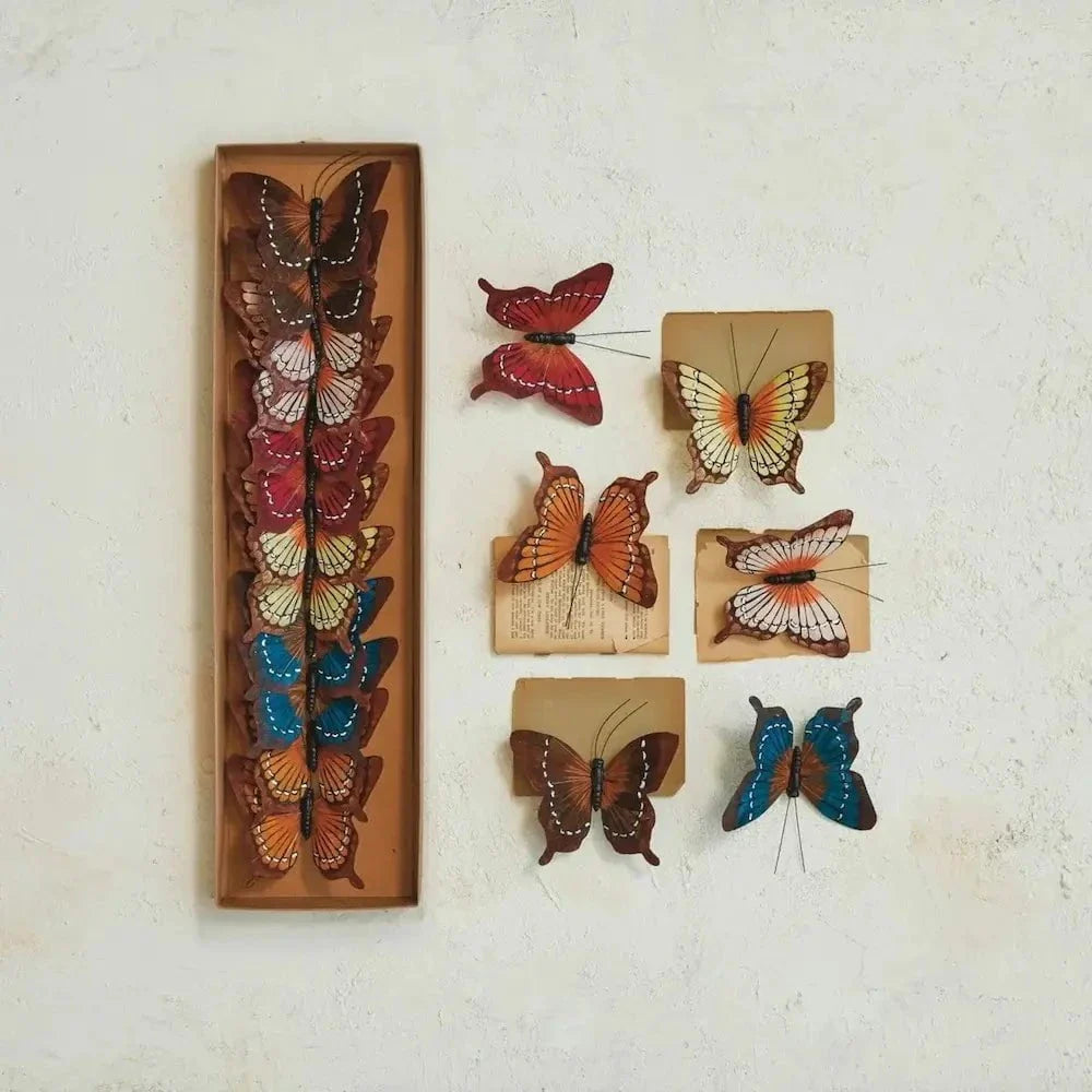 Fabric Butterfly Clip-on Ornaments. Boxed Set of 12 - Image 3