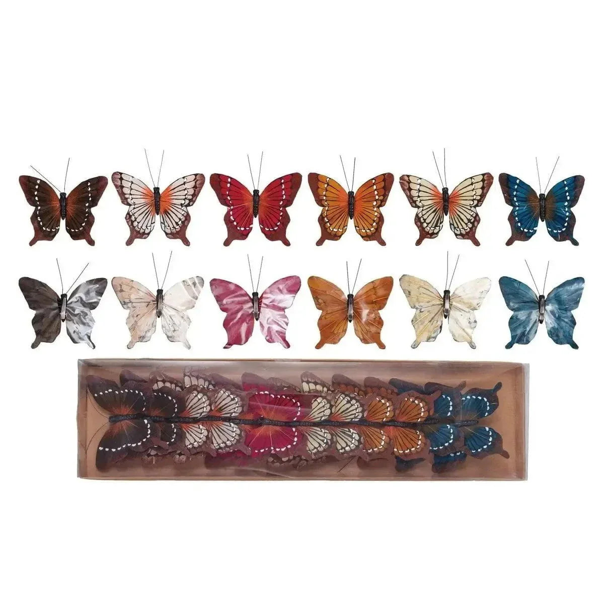 Fabric Butterfly Clip-on Ornaments. Boxed Set of 12