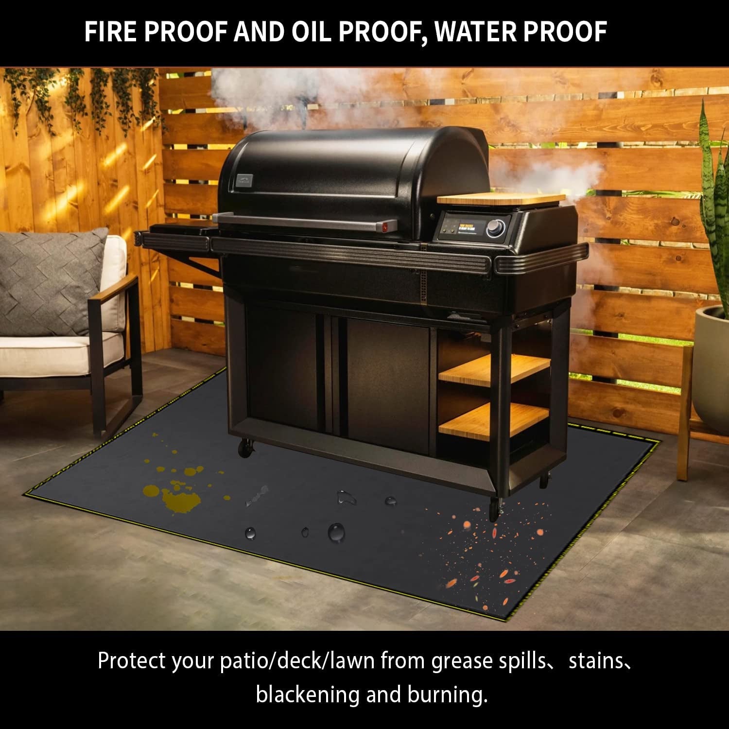 under Grill Mat for Outdoor Grill Deck Patio Protector Extra Large 40''X60'' Fireproof Waterproof Oil-Proof Fire Pit Mat Silicone Fiber Glass BBQ Floor Mat (40''X60'') - Image 3
