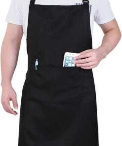 Chef Apron for Men and Women Professional for Cooking with Pockets - Adjustable - Bib Aprons - Water & Oil Resistant - 1 Pack. Black