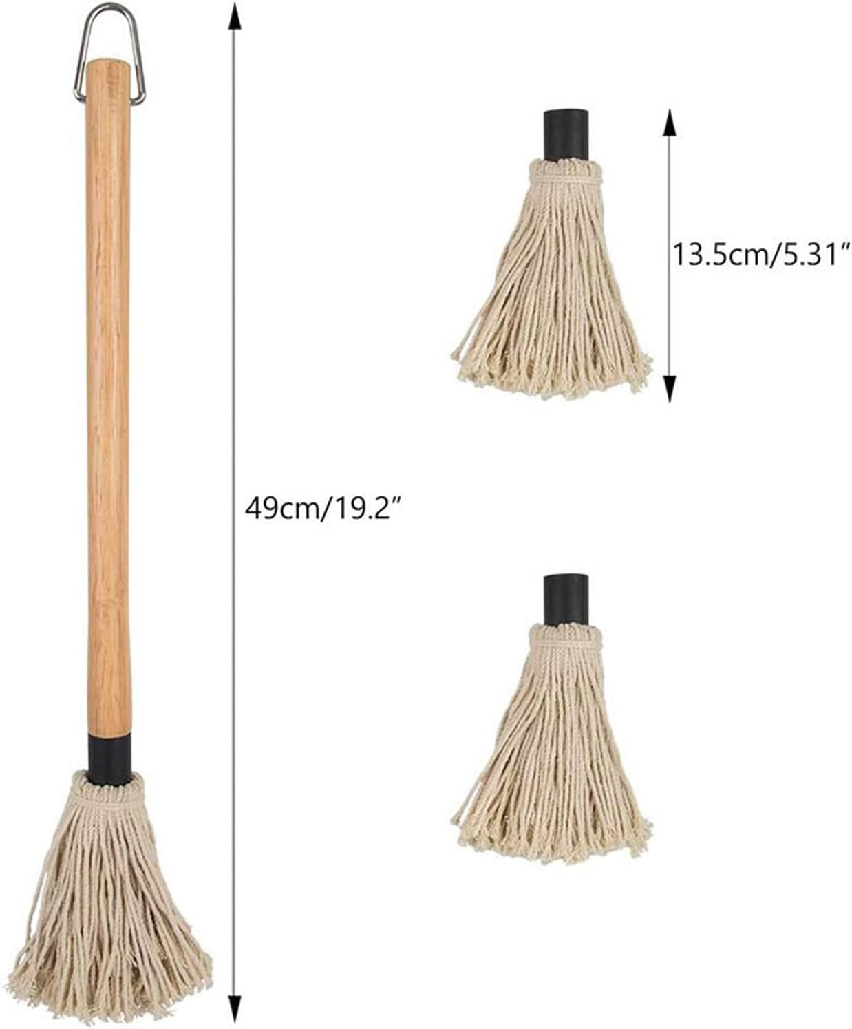2 Pack Grilling Basting Mop. BBQ Sauce Basting Mops & Brushes with Wooden Long Handle and 6 Extra Replacements for Grilling Smoking BBQ Steak. 19.2+18 Inch - Image 6