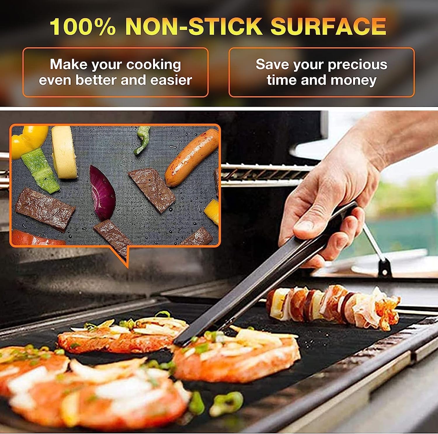 Grill Mats for Outdoor Grill Set of 6 BBQ Grill Mat Non-Stick Reusable Heavy Duty Grilling Mats Teflon Grill Sheets Grill Tools BBQ Accessories for Charcoal Grill Gas Electric Smokers Barbecue Camping - Image 6