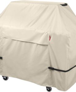 Porch Shield 62W X 24D X 48H Inch Premium Gas Grill Cover up to 60 Inch - Waterproof 600D BBQ Covers for Weber. Brinkmann. Char-Broil and More. Light Tan