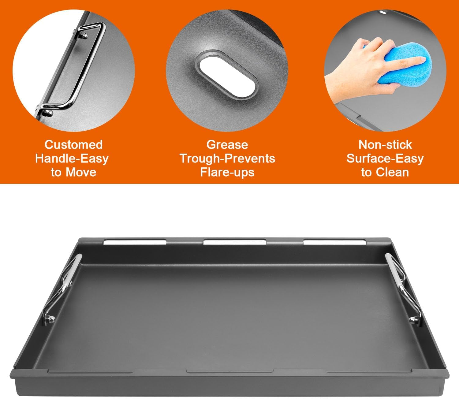 Full-Size Griddle Inserts for Weber Spirit 200 Spirit II 200 Series Gas Grills. Flat Top Griddle Replacement for Weber Spirit E-210 E-220 S-210 S-220 Spirit II E-210 S-210 E-220 S-220 Series Models - Image 3