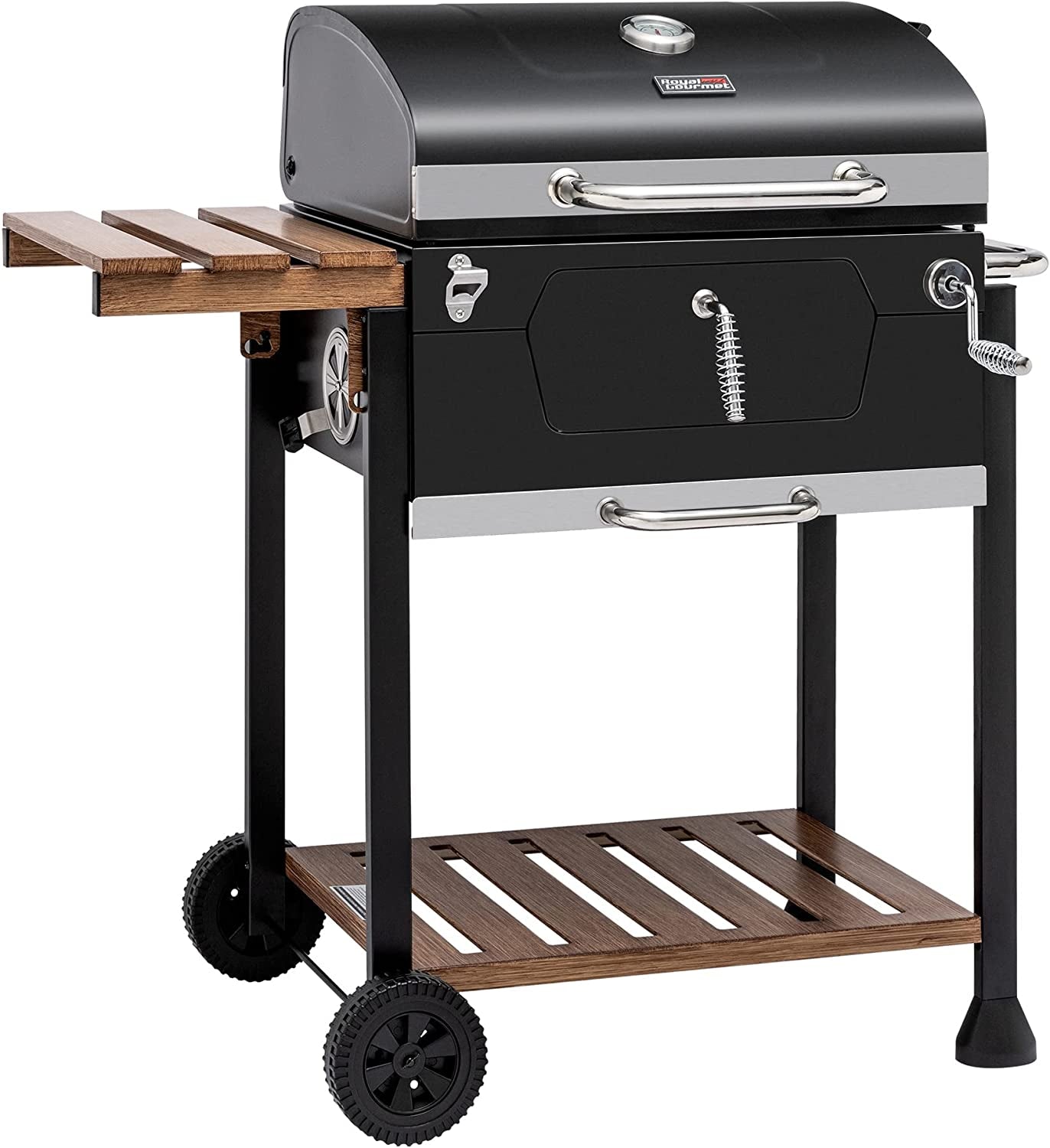 CD1824M 24-Inch Charcoal Grill. BBQ Smoker with Handle and Folding Table. Perfect for Outdoor Patio. Garden and Backyard Grilling. Black. Medium