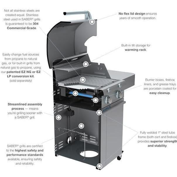 Saber Grills: 500 Series 3-Burner Cart Grill (LP) - Image 6