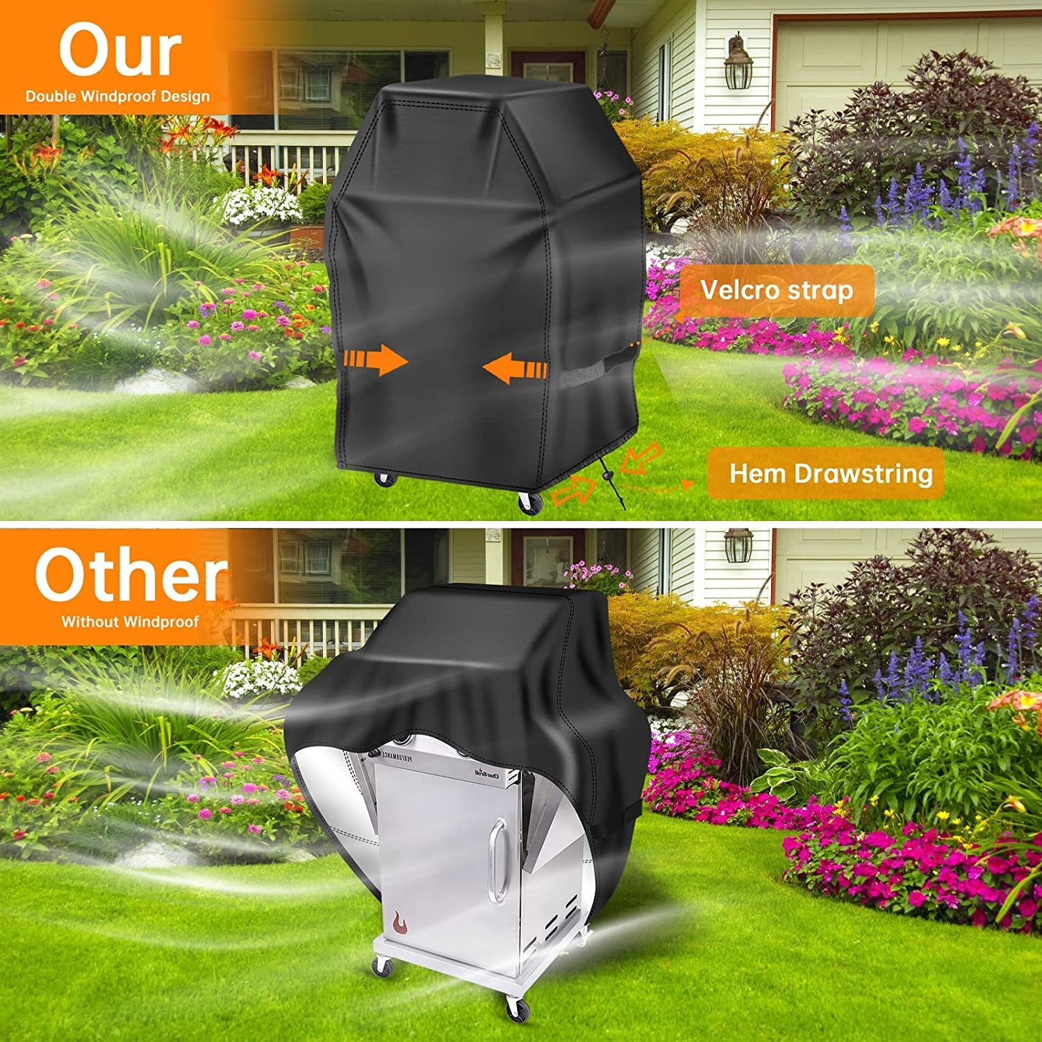 Aoretic Grill Cover 32 Inch Gas Bbq-Cover. Fit Most 2 Burner Grill Waterproof Small Barbeque Cover with Velcro Straps & Adjustable Drawstring for Weber.Nexgrill.Char-Broil. Monument.Dyna-Glo.Kenmore - Image 4